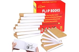 BBAXI 14 Pack Blank Flipbooks, 840 Sheets (1680 Pages) Flip Book Paper for Animation, Sketching and Cartoon Creation, 120GSM No Bleed Drawing Paper and Sewn Binding (4.5" x 2.5")