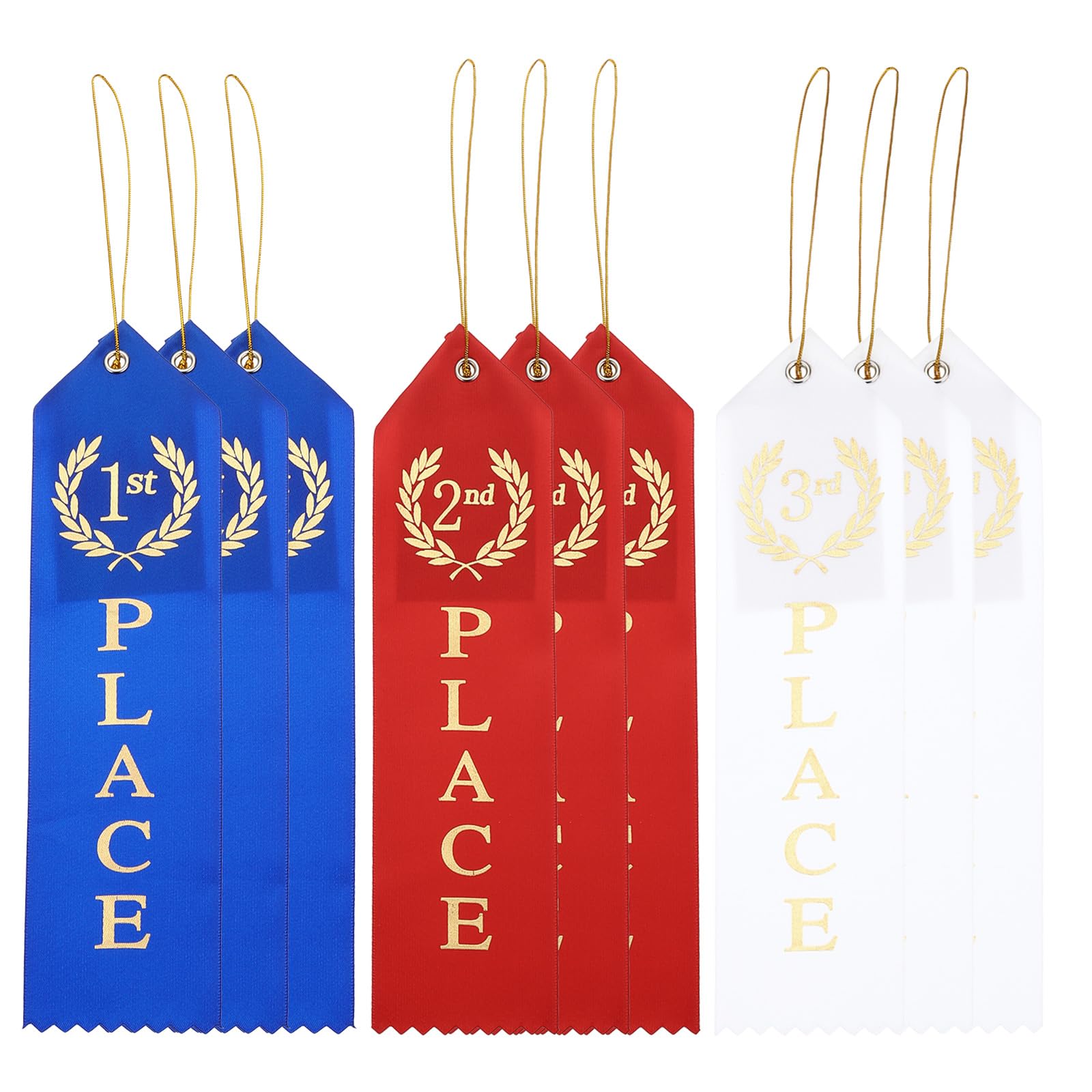 PATIKIL Award Ribbons, 9 Pcs 1st to 3rd Winner Ribbons with Even Card and Rope Achievement Ribbons for Competition Sport Even, 3Color