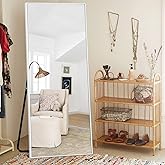 PexFix Full Length Mirror 64''×21'' Floor Mirror with Stand White Full Size Mirror with Alluminum Alloy Frame Mirror Full Len