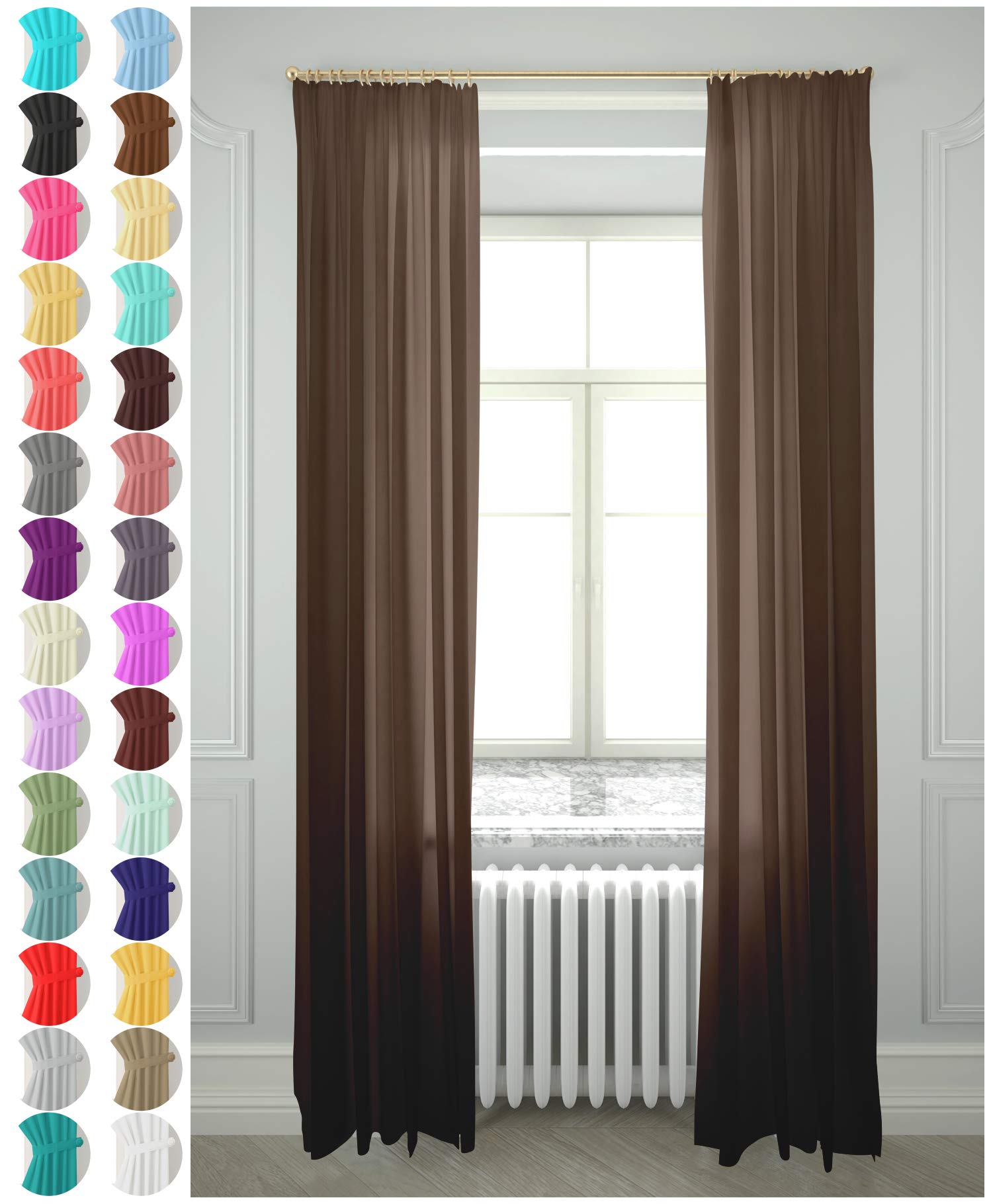 Megachest gathering tape voile curtain(dark brown W 56" x L 36" (2 Panels))