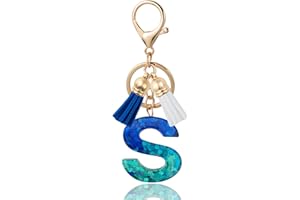 ANHBKAR Initial Letter Keychain Cute Resin with 2 PU Tassel, Letter Keychain for Backpack Charms, Initial Keychains for Women