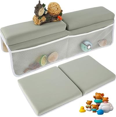 Sutowe 2Pcs Baby Bath Kneeler Elbow Pad Set with 4 Toy Pockets Non-Slip
