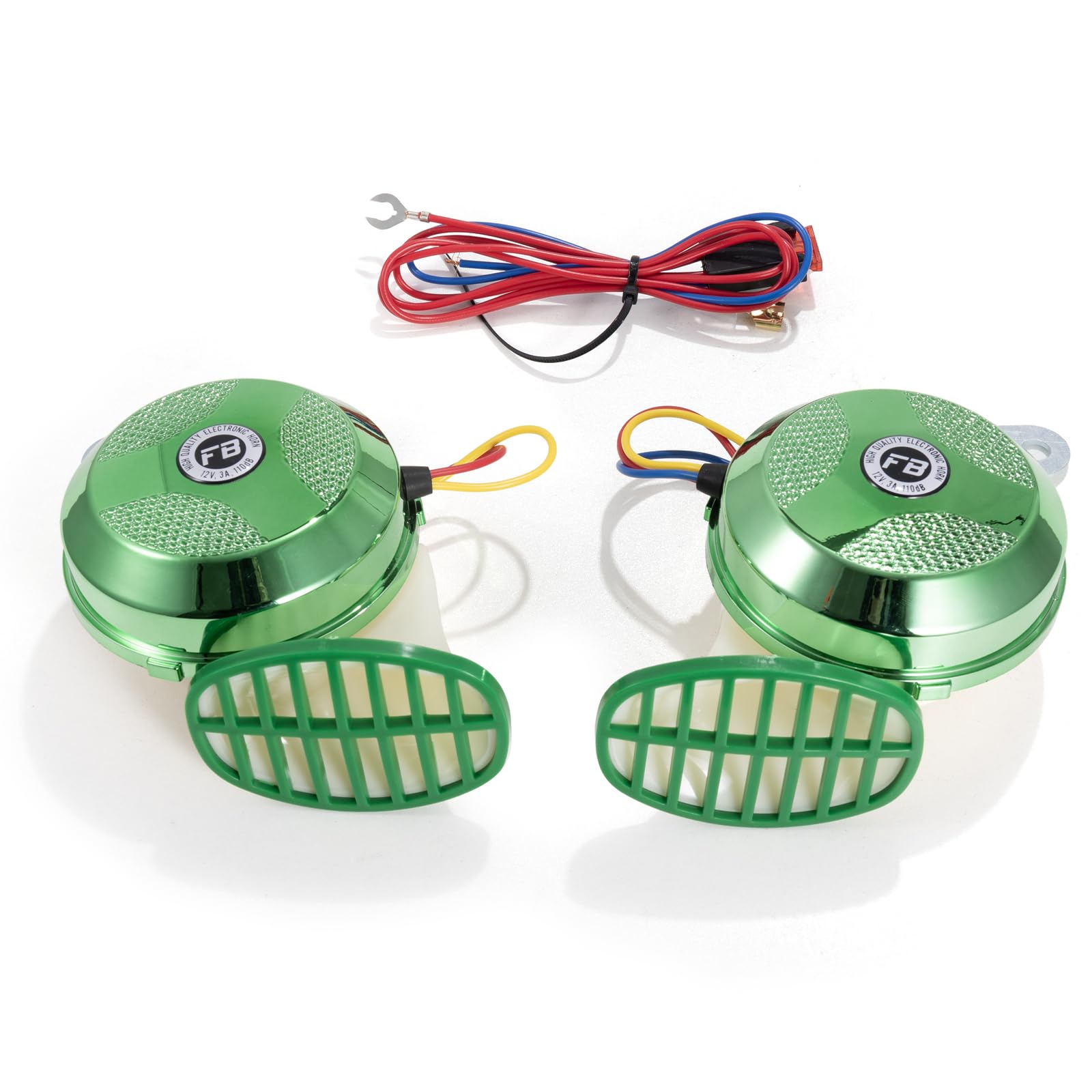 Photo 1 of FARBIN Train Horn for Car Truck Super Loud motorcycle Snail Horns Variable Sound Horns Kit 3 Sound Modes 12V 130db High/Low Tone Horn with Wiring Kit for Trucks Boat Train Pickup (Green)