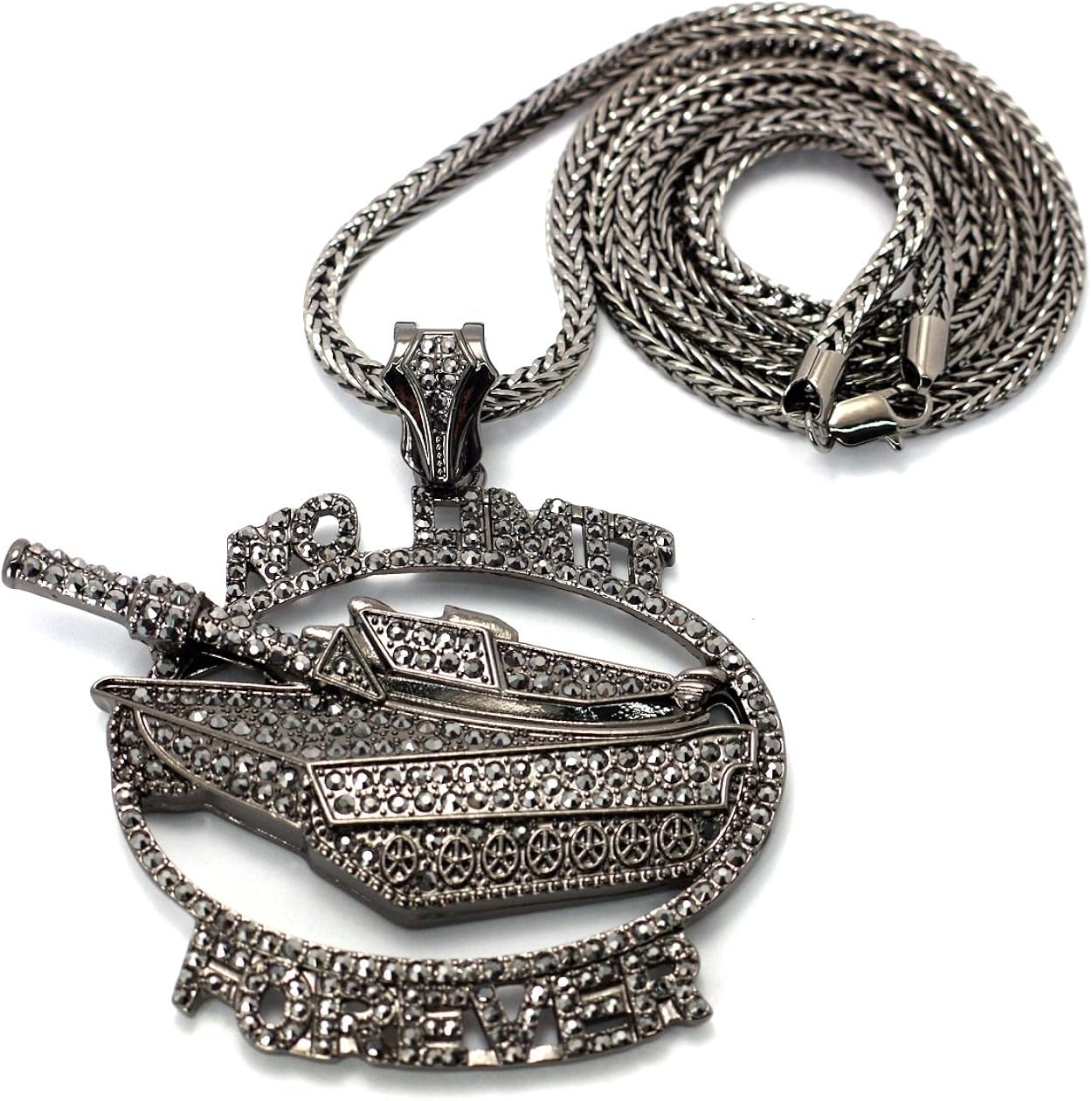 No Limit Forever Records Iced Out Pendant in Hematite w