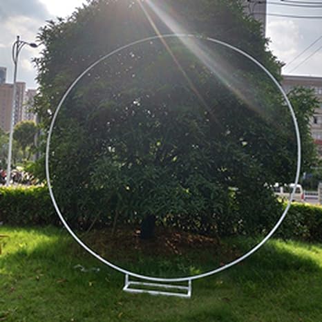 Amazon フレームとサークルウェディングアーチ背景錬鉄シェルフ装飾的な小道具diyのラウンドパーティーの背景シェルフ花 直径1メートル ホワイトbスクエアベース かわいいサーシャ店 ドラッグストア