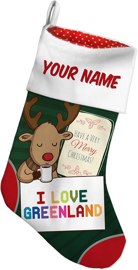 Amazon Co Jp クリスマスストッキングi Loveグリーンランド カラフルな鹿とグリーンneonblond ホーム キッチン