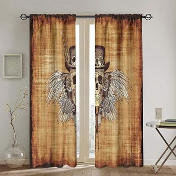 Nooweihome - Juego de 2 cortinas con diseño de calaveras y calaveras