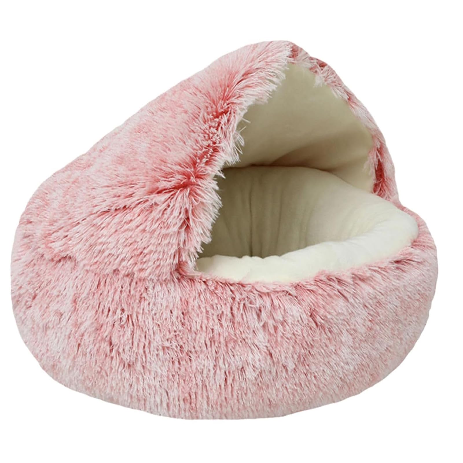 Beskie Calming Dog Bed & Cat Bed, Fluffy Plush Puppy Cushion, Kitten Cave, Small Dog Donut Cave, Indoor Cat Sleeping Bag, Soft Warm Pet Sleeping Pillow, Pink,50cm