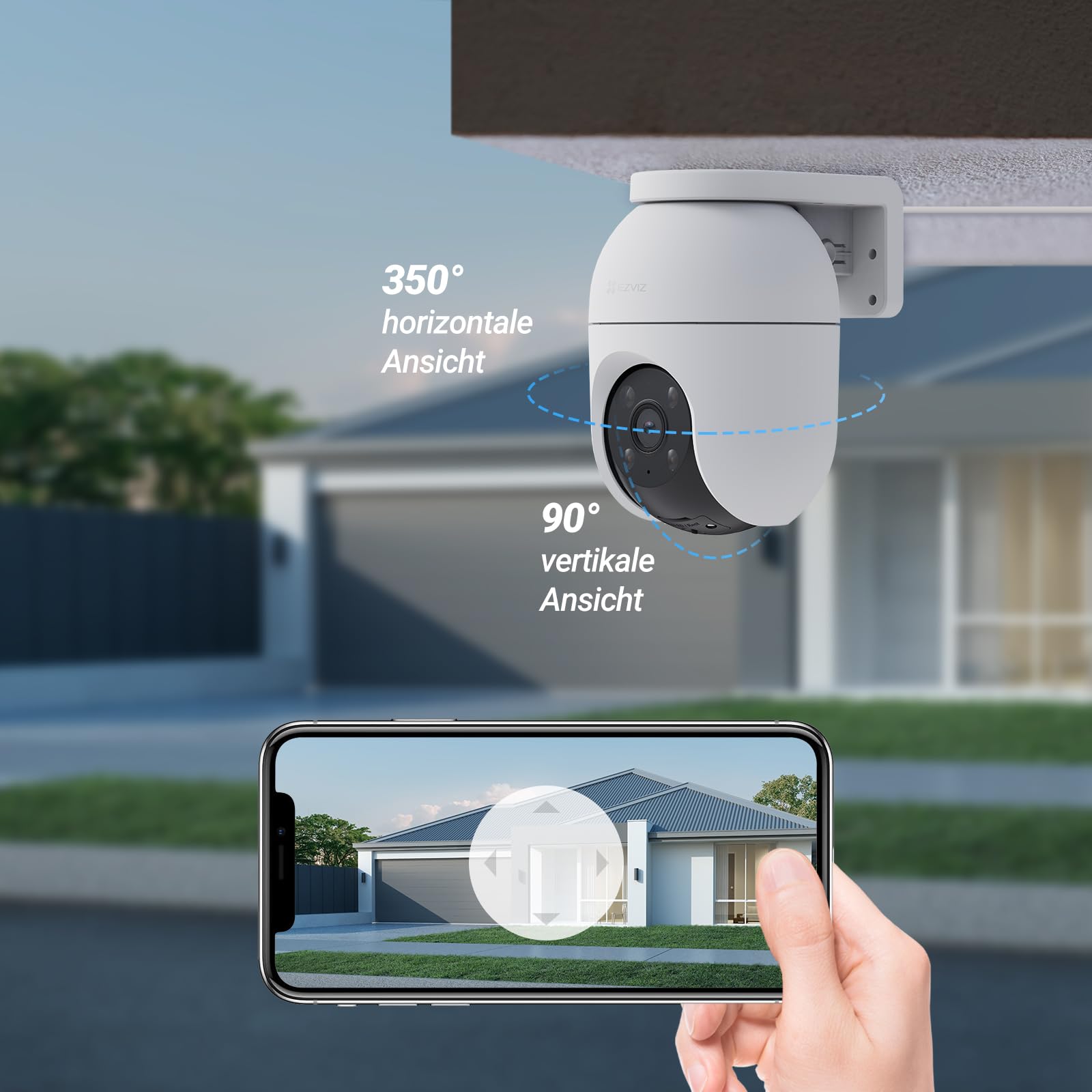 EZVIZ 5MP Pan&Tilt Überwachungskamera Aussen WLAN, 360° PTZ, Personen-/Fahrzeugerkennung, Zwei-Wege-Audio, Automatische Verfolgung, Farbnachtsicht, 2,4/5GHz WLAN 6, Wetterfest, C8c 3K 2er Pack 4