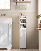 VASAGLE Slim Bathroom Floor Cabinet with Door Cloud White BBC311W01 view 8
