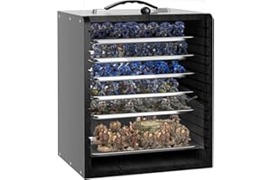 WELIDAY Miniature Storage Case for Collectibles Miniatures, Wooden Display Cases with 6 Trays, Miniature Display Case Miniatures Transport Case (Black)