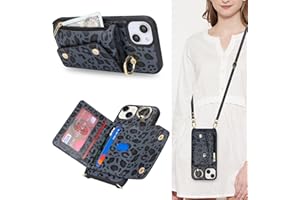 ELTEKER Phone Case for iPhone 14 Plus Crossbody Lanyard Case Wallet with Shoulder Strap & Ring-Stand,PU Leather Flip Cover wi