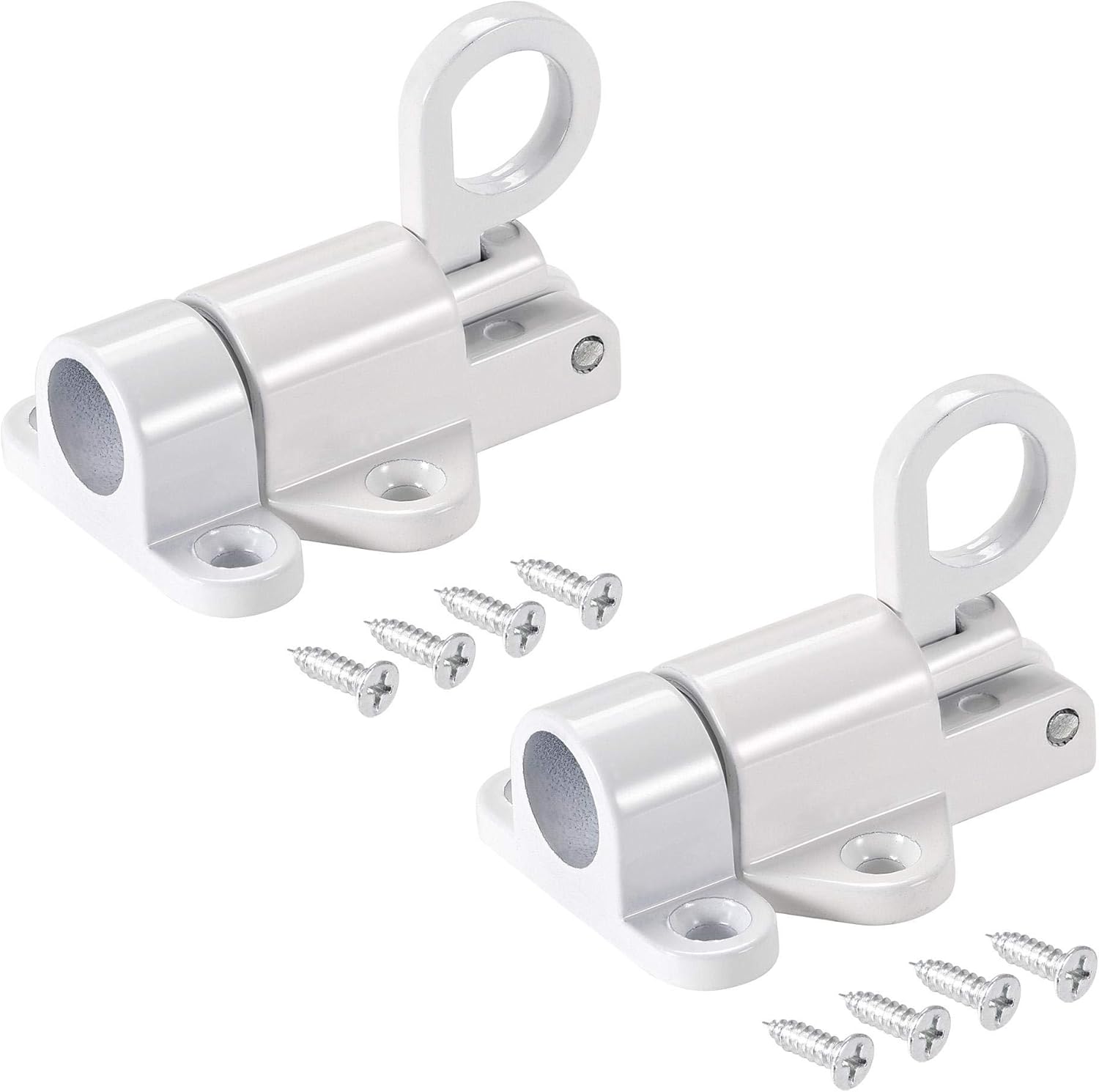 sourcing map Door Spring Bolt Aluminum Alloy Security Automatic Window Gate Latch Bounce Lock White 2pcs