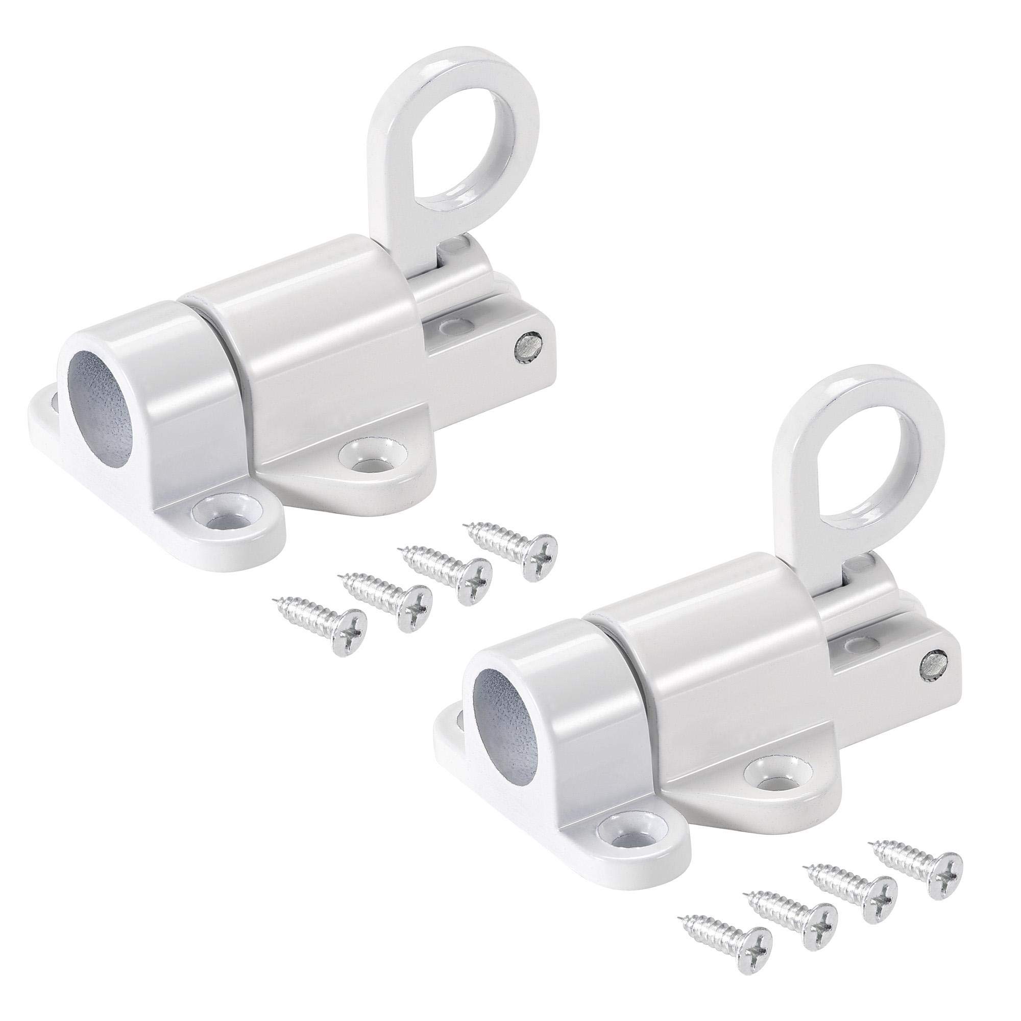 sourcing map Door Spring Bolt Aluminum Alloy Security Automatic Window Gate Latch Bounce Lock White 2pcs