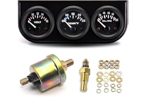 BREADEEP 52MM/2" Triple Gauge Kit (Volt Meter+Water Temperature+Oil Pressure Meter), Stainless Steel 3 in 1 Gauge Set for 12V