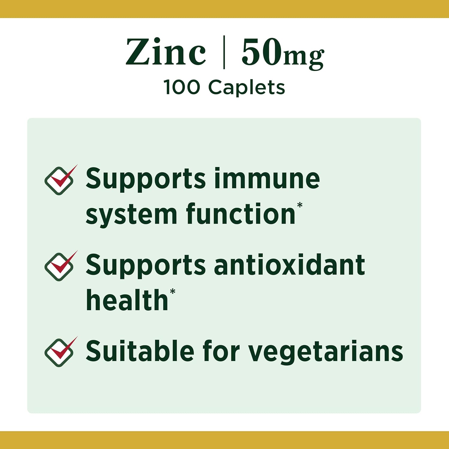 Nature's Bounty Zinc 50 mg Caplets 100 ea: Health & Personal Care