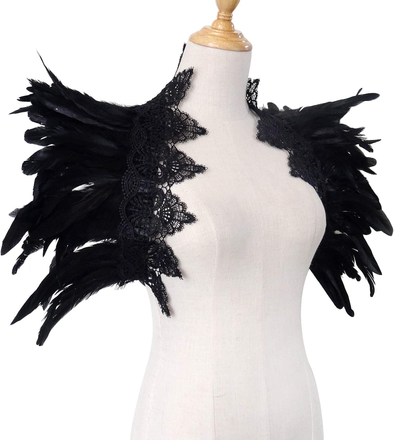 keland Women’s Women’s Black Real Feather Shrug Shawl Wrap Lace Collar