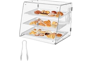 NBYTLT Pastry Display Case, 3-Tier Detachable Bakery Display Stand with Serving Tongs, 21×18×16.5 in Acrylic Commercial Count