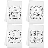 4 Pieces Funny Hand Towel with Sayings Decorative Kitchen Rustic Bath Hand Towels for Bathroom Kitchen Farmhouse Restroom, 16 x 24 Inch
