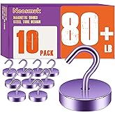 Neosmuk Magnetic Hooks, Cruise Ship Essentials, 80lb+ Heavy Duty Magnetic Hooks for Cruise Cabins, Refrigerator, Grill, Hanging, and Travel | Extra Strong Must-Haves Magnet Hook,Purple