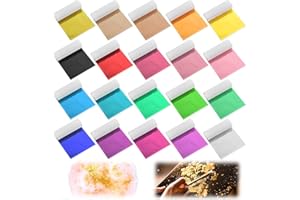 Piriuuo 100 Sheets Gold Leaf Sheets for Art, 20 Colors Gold Foil Sheet Imitation Golds Foil Paper for DIY Art Decoration, Nails, Handicrafts, Bronzing, Furniture, Painting, Resin (3.15 X 3.35 in)