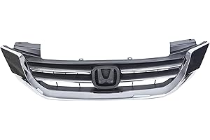 ALMULOO Front Bumper Grill Compatible with 2013-2015 Honda Accord 4Door Sedans Only Upper Black Chrome Grille ABS Plastic Replacement for 71121T2FA01 HO1200214