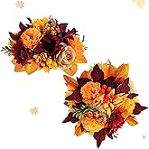 BLOSMON Fall Centerpieces for Tables Decorations: 2 Pcs Red Sunflower Fake Flower Balls for Thanksgiving Centerpiece Decor - Artificial Silk Autumn Floral Arrangements Home Wedding