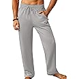 iWoo Mens Cotton Linen Drawstring Pants Elastic Waist Casual Jogger Yoga Pants