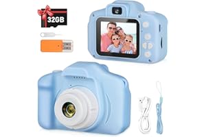 Zeacool Kids Camera, HD Digital Video Camera, Childrens Toys for 3 4 5 6 7 8 9 Year Old Boys/Girls, Selfie Camera for Kids, Christmas Birthday Gifts with 32GB SD Card (Blue)