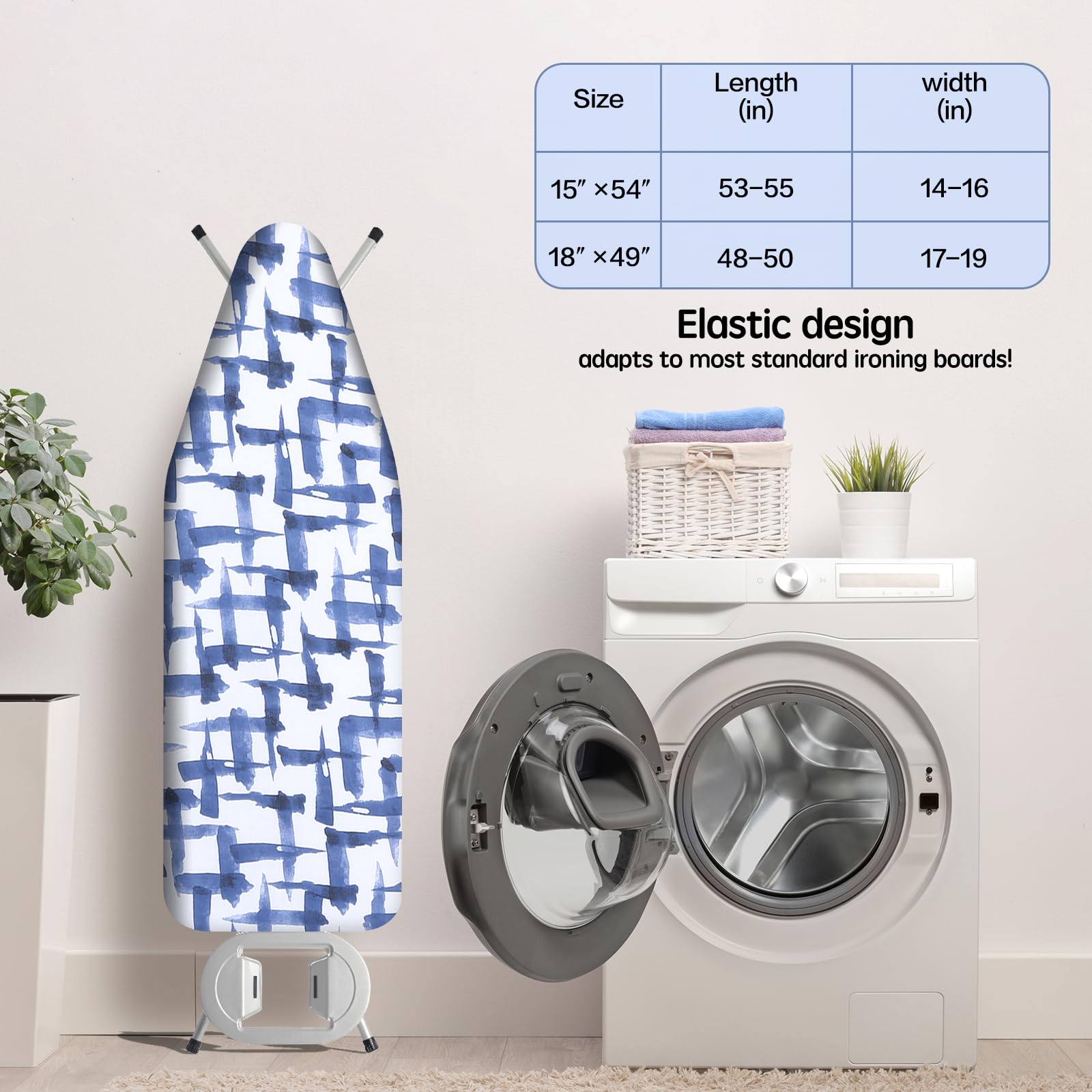 Ironing Board Cover and pad - 15 x 54 Thick Padding 4 Layers with 2