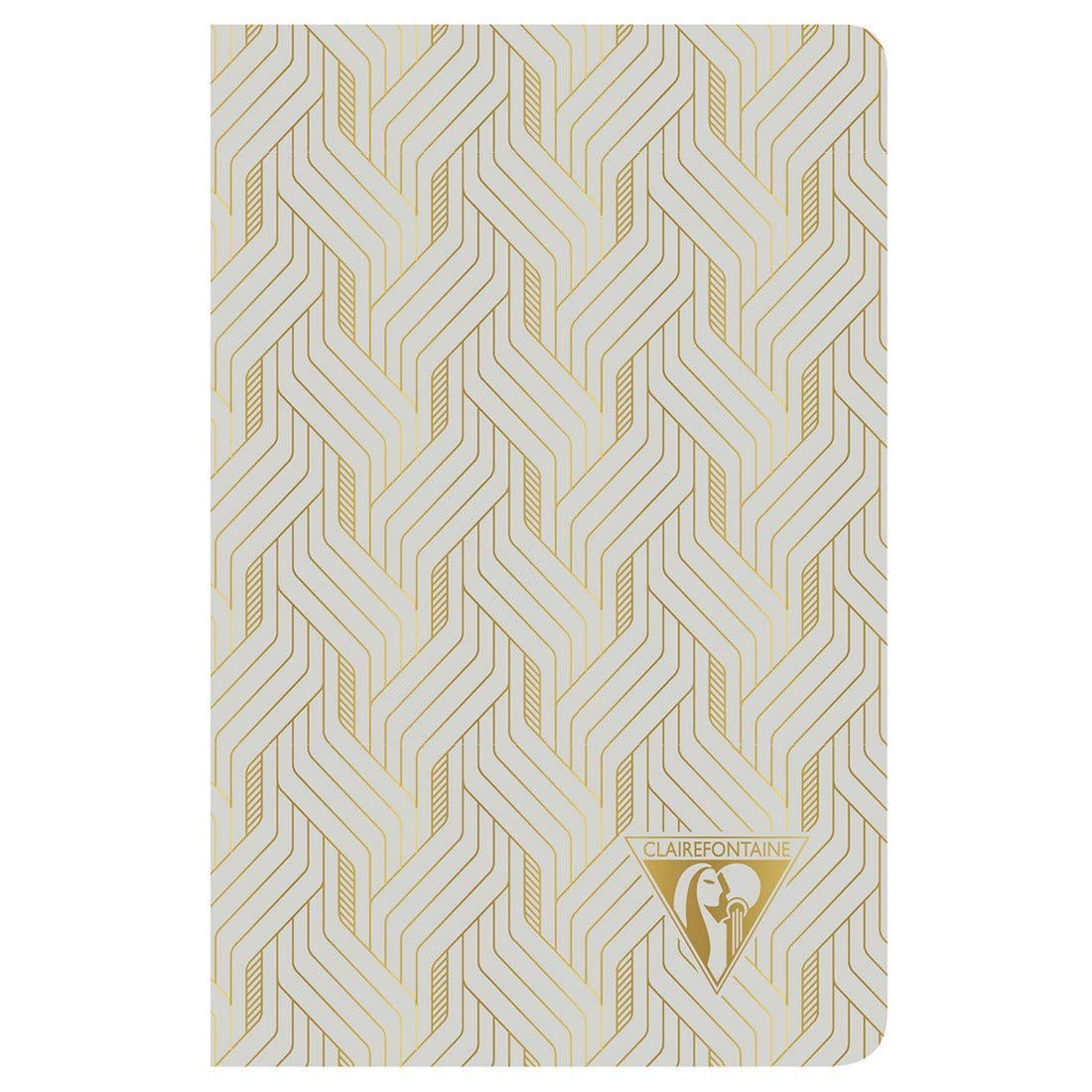 Clairefontaine 193696C - A Neo Deco stitched thread-stitched notebook 96 ivory pages 9x14 cm 90g lined, laminated card cover, pearl gray "mirage" pattern