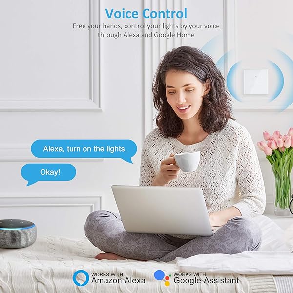 TEEKAR Interruptor de luz ZigBee 3 0 Control de aplicacin de Voz Interruptor de Pared Inteligente de Alexa Compatible con Alexa y Google Home Interruptor de luz con Pantalla tctil Inteligente