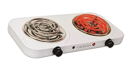 ORBON Ivory Double 1000 W + 1000 W with Thermostat G Coil Stove Hot Plate Induction Cooktop/Cookers