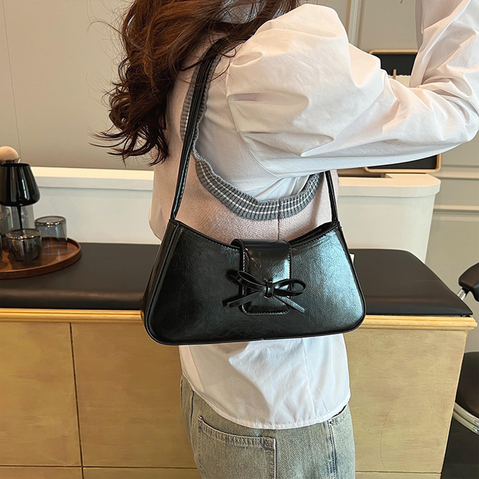 Photo 1 of Shoulder Bag for Women, Vintage Handbag Retro Classic Small Purse Coquette Bow Purse Hobo Handbag