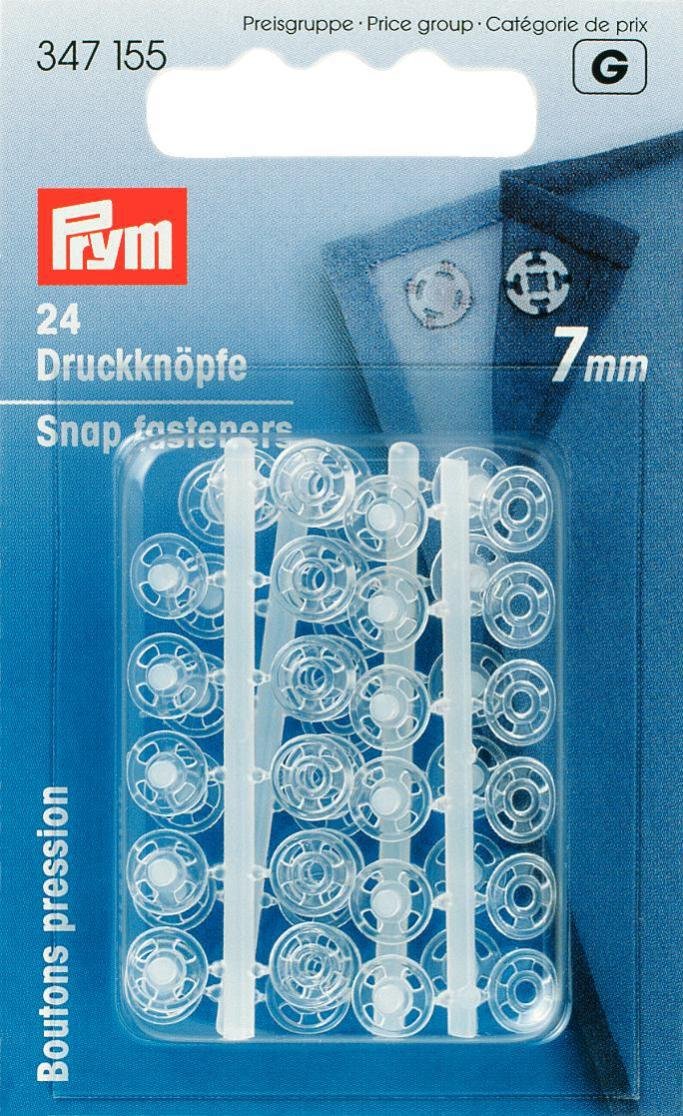 Prym 34715524 x transparent plastic press studs 7 mm white plastic