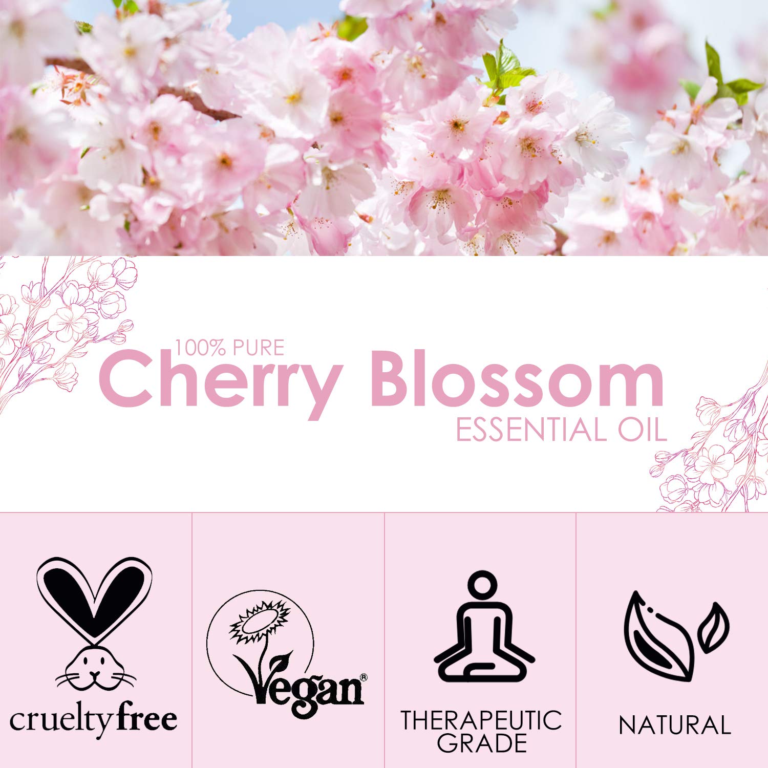 Cherry Blossom Essential Oil 120ml (4 Fl Oz), SALKING Pure & Natural Fragrance Oils, Aromatherapy Essential Oils for Diffuser, Massage, Soap, Candle Making, Perfume - Image 2