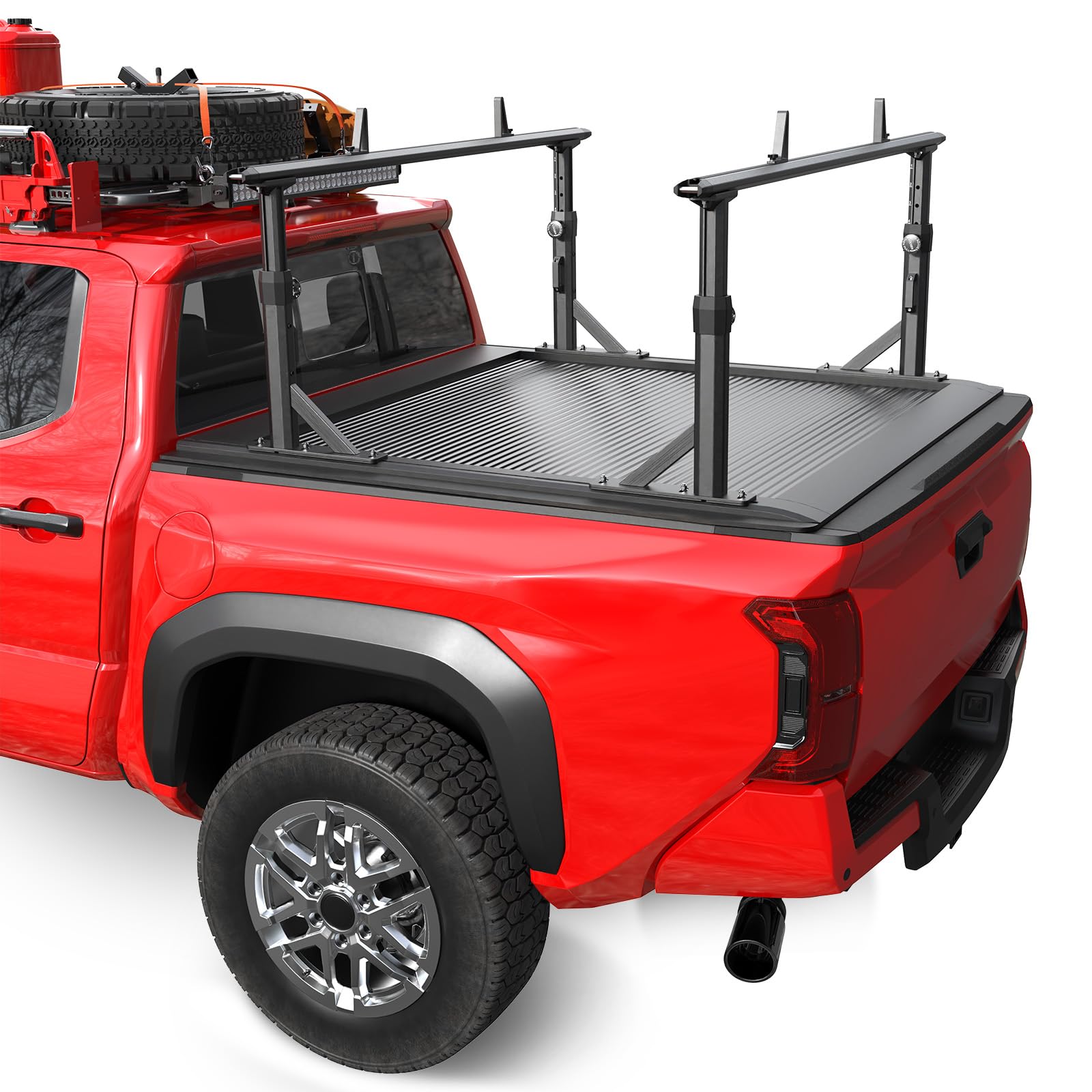 Photo 1 of TRUMGETA Truck Bed Rack Fit for Toyota Tacoma Jeep Gladiator with Tonneau Cover, 800 LBS Load Adjustable Height 17"-25" Aluminum Ladder Rack
