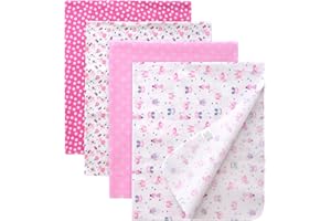 Gina Era Unisex Baby Cotton Flannel Receiving Blankets, Baby Blankets 4 Pcs, Baby Swaddle Blankets, Baby Flannel Blanket 30x30 Inches for Boy Girl (Style-5)