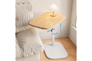 Vorriop Pedestal Adjustable c Shaped Small End Tables, Side Table Tall Adjustable，Desktop Can Turn 360°, Small Couch Living Room, Bedroom, Sofa, Bed,Chair, Snack