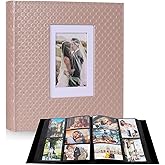 RECUTMS Large Capacity Photo Album 4x6, 600 Photos PU Leather Picture Album with Black Pages, Horizontal & Vertical Pockets, Clear Sleeves Memory Book for Family, Wedding & Gift (Light Champagne)