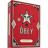 theory11 Red Obey Playing Cards - Shepard Fairey Street Art Poker Deck | with Custom Faces, Foil Style Box, Magic, Cardistry, Game Night Gift for Art Fans, Card Collectors, Magicians, Players &amp;