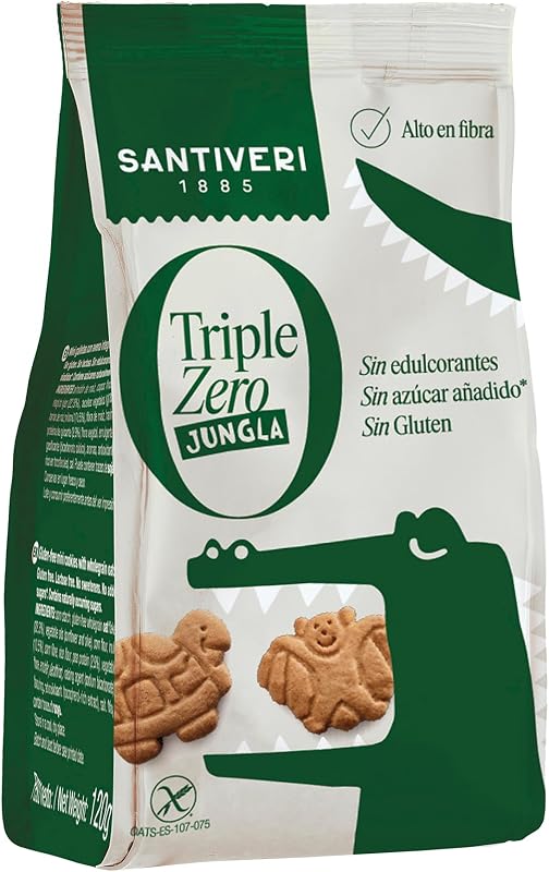 - Galletas Jungla Triple Zero - Galletas Crujientes con Avena Integral y Proteína de Guisante, Altas en Fibra, Sin Edulcorantes, Sin Azúcar, Sin Gluten - Ideal para Niños - Vegano - 120 g