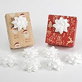 AIMUDI White Bows for Gift Wrapping 4.5'' White Gift Bows Self Adhesive Christmas Bows for Presents Gift Boxes Baskets Birthday Party Holiday Baby Shower Wedding Christmas Decorations - 8 Counts