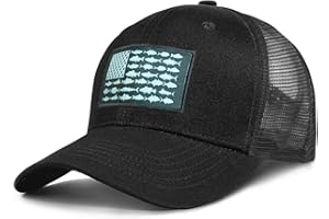 NAICISSISM American Fish Flag Trucker Hats - Fishing Gifts for Men - Outdoor Snapback Fishing Hats Perfect for Camping and Daily Use