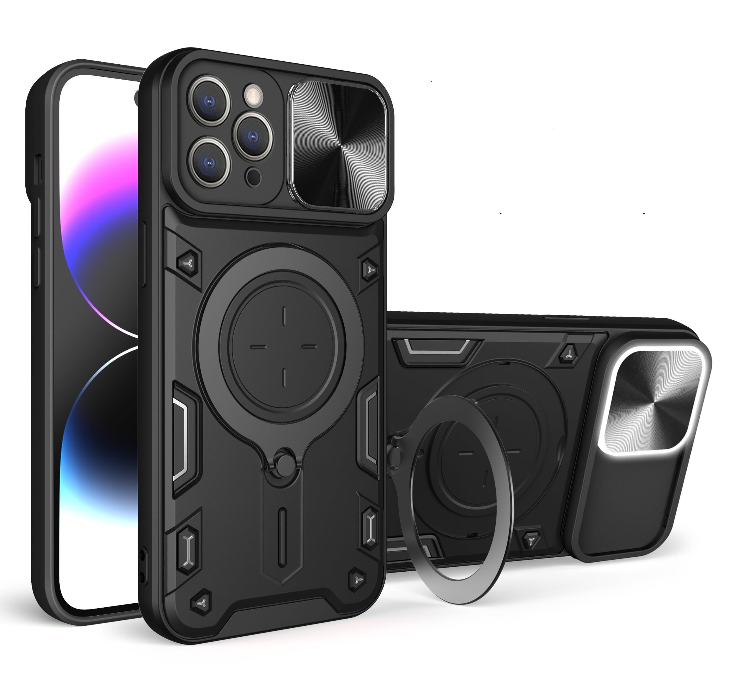 SORAKA Transparent Case for iPhone 13 Pro Max Aluminum Alloy Frame Soft TPU Bumper Clear PC Plate Heavy Duty Protection Case