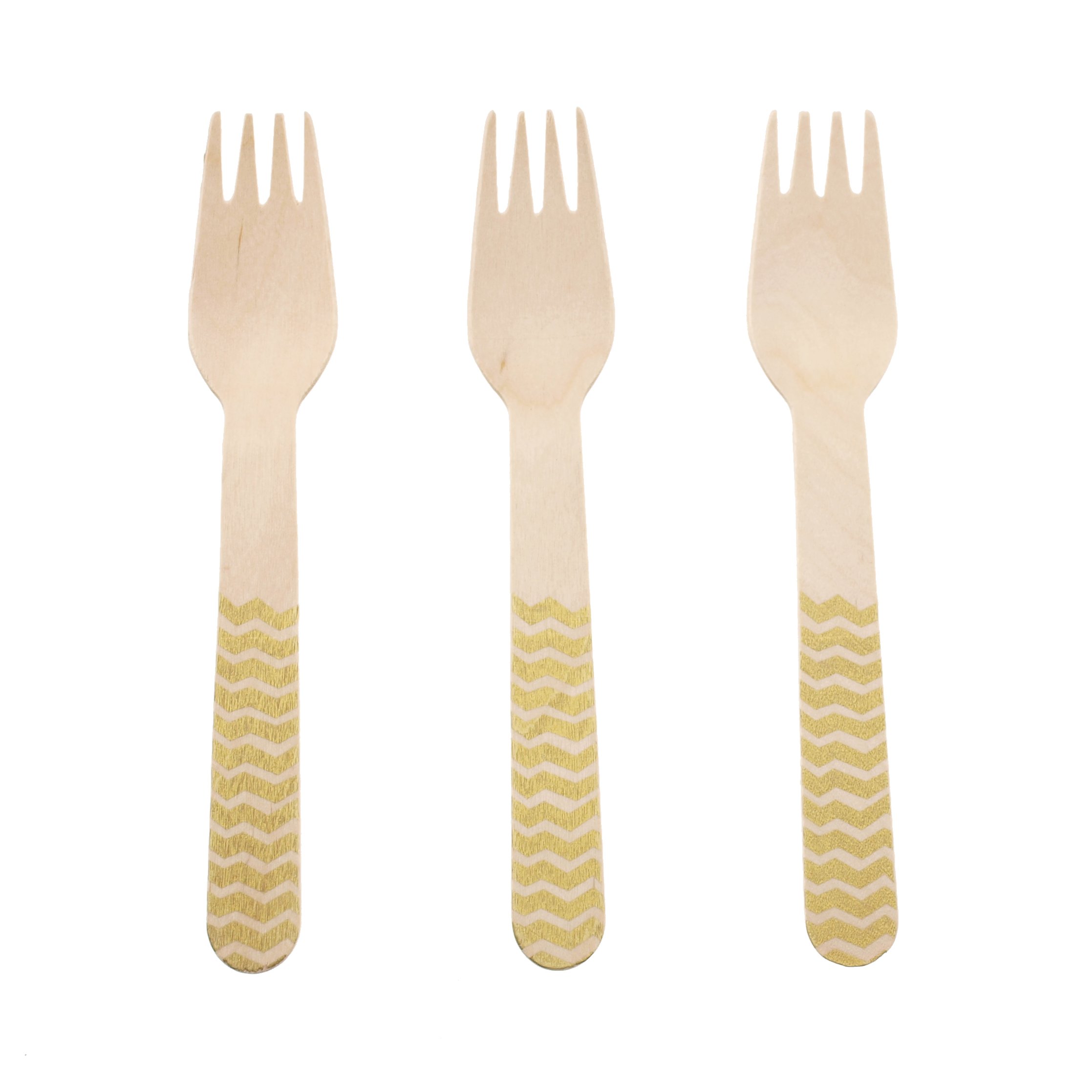Disposable Forks, Flatware (Gold Chevron Forks, Cutlery Set for 12) - Kitchen Accessories, Tableware, Appetizer Forks, Party Decorations, Dining Utensils