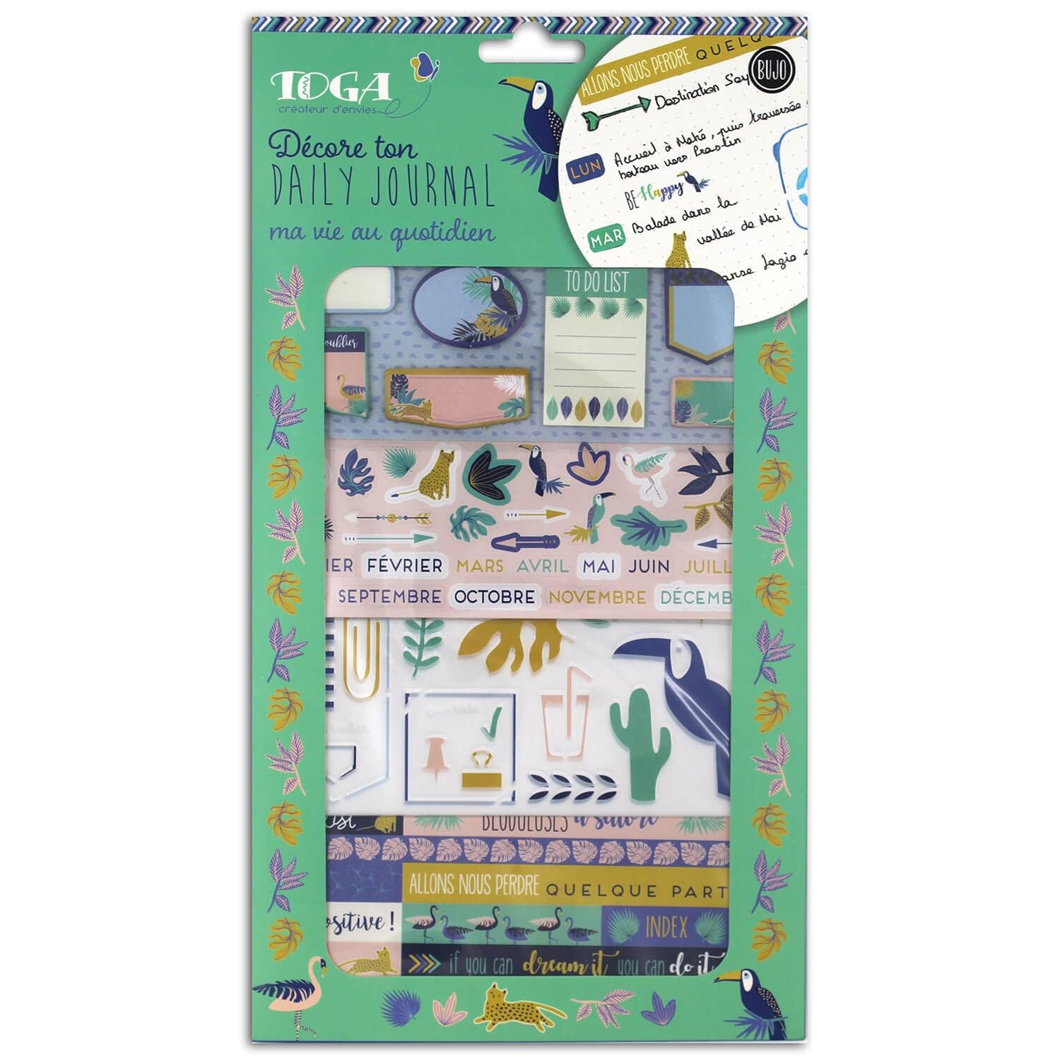Toga Bullet Journal Decoration Kit - Jungle, Blue, Green and Yellow, One Size