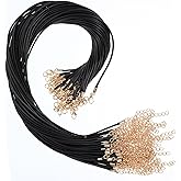 200 Pcs Black Waxed Necklace Cord 2mm with Lobster Clasps and Extension Chain, 19.7 Inches Premium Jewelry String for Bracelet, Pendant Making Supplies