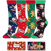 HAPPYPOP Christmas Socks for Kids Teens - Unisex Xmas Sock Gift for Adult & Kids 4 Pack
