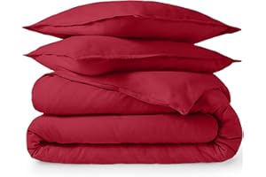 Bare Home Flannel Duvet Cover Set - King - 100% Cotton, Velvety Soft Heavyweight Premium Flannel, Double Brushed - Includes Sham Pillow Covers (King, Red)